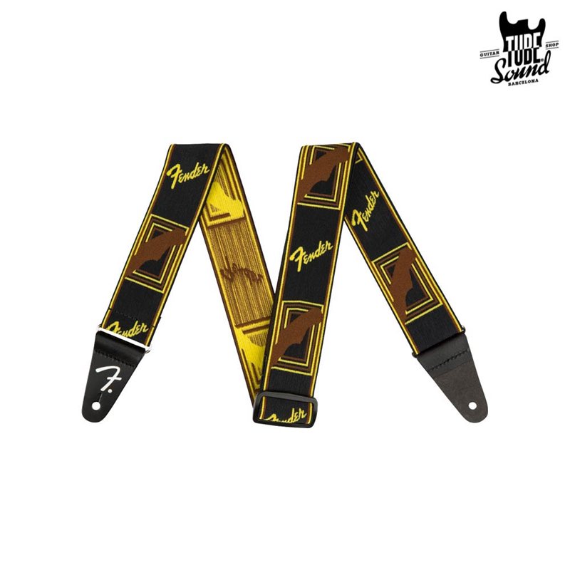 Fender 2" Weighless Monogram Strap Black Yellow Brown