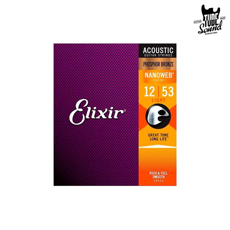 Elixir 16152 Phosphor Bronze Nanoweb Acoustic 12 String Light 10-47
