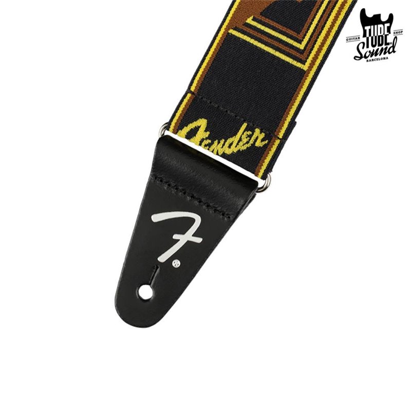 Fender 2" Weighless Monogram Strap Black Yellow Brown