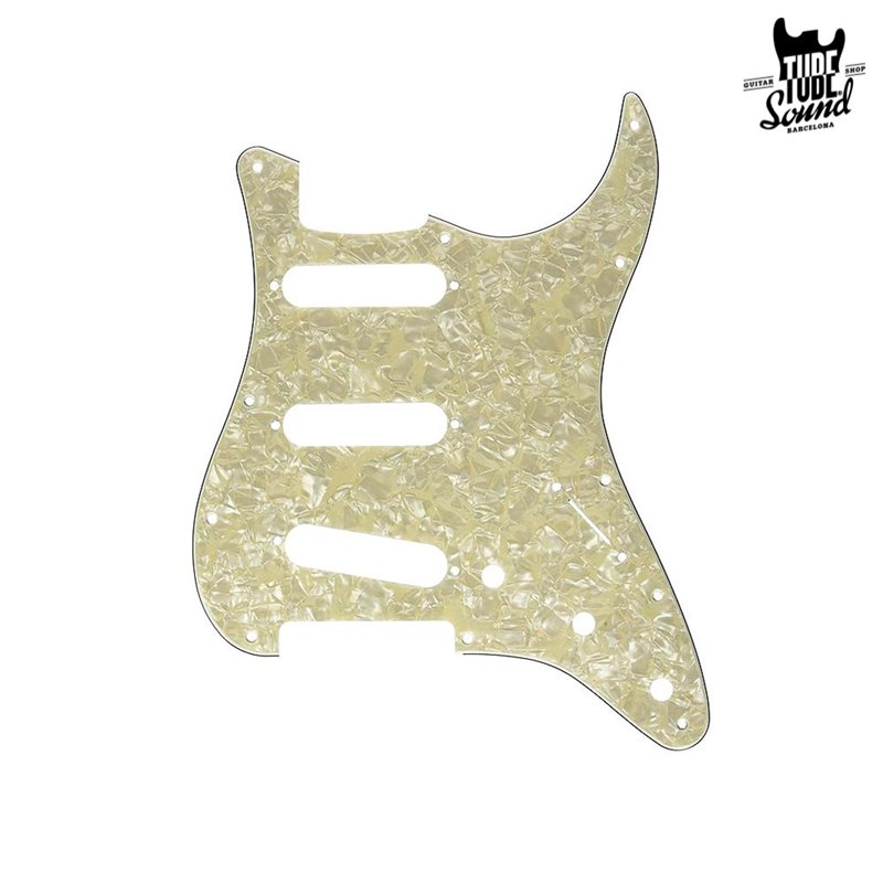 Fender Strat Pickguard 11 Holes 4 Ply Aged White Moto Pearl