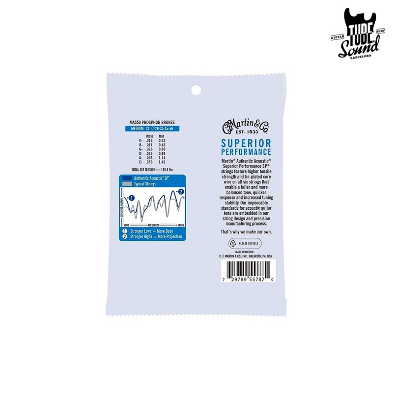 Martin MA550 Authentic SP Phosphor Bronze 92/8 Medium 13-56