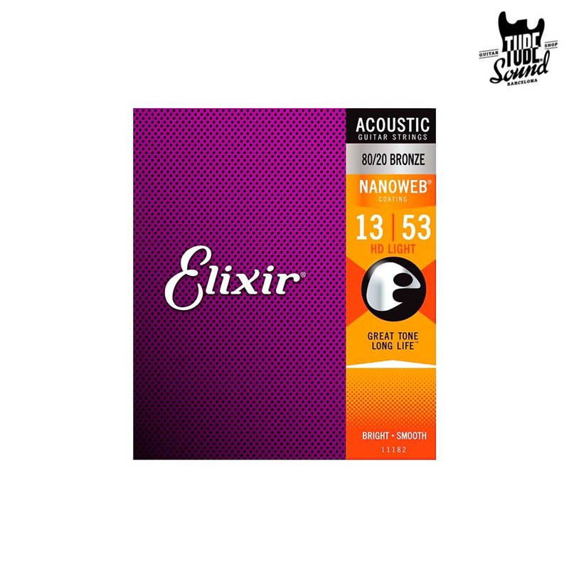 Elixir 11182 Bronze 80/20 Nanoweb Acoustic HD Light 13-53