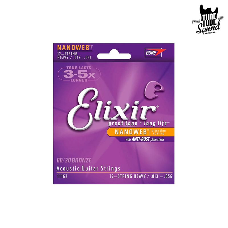 Elixir 11162 Bronze 80/20 Nanoweb Acoustic 12 String Heavy 13-56