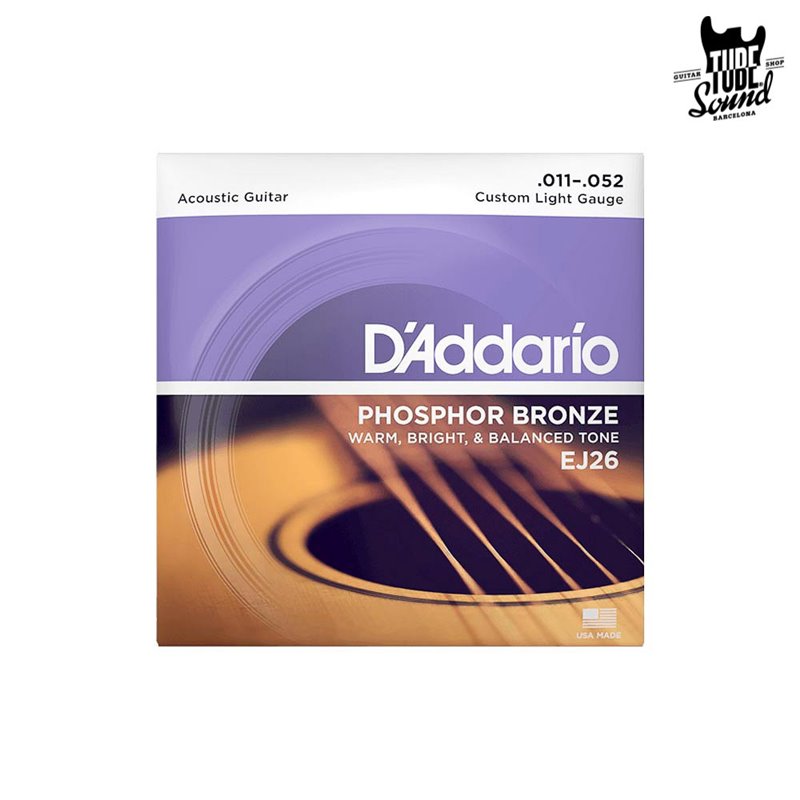D'Addario EJ26 Phosphor Bronze Acoustic Custom Light 11-52