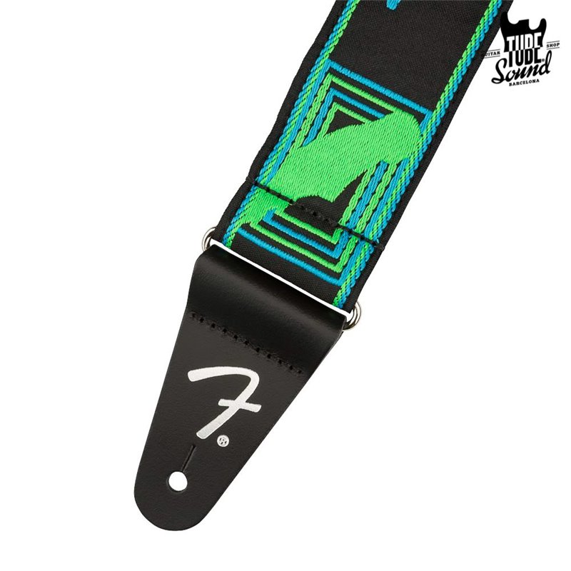 Fender Neon Monogrammed Strap Green Blue