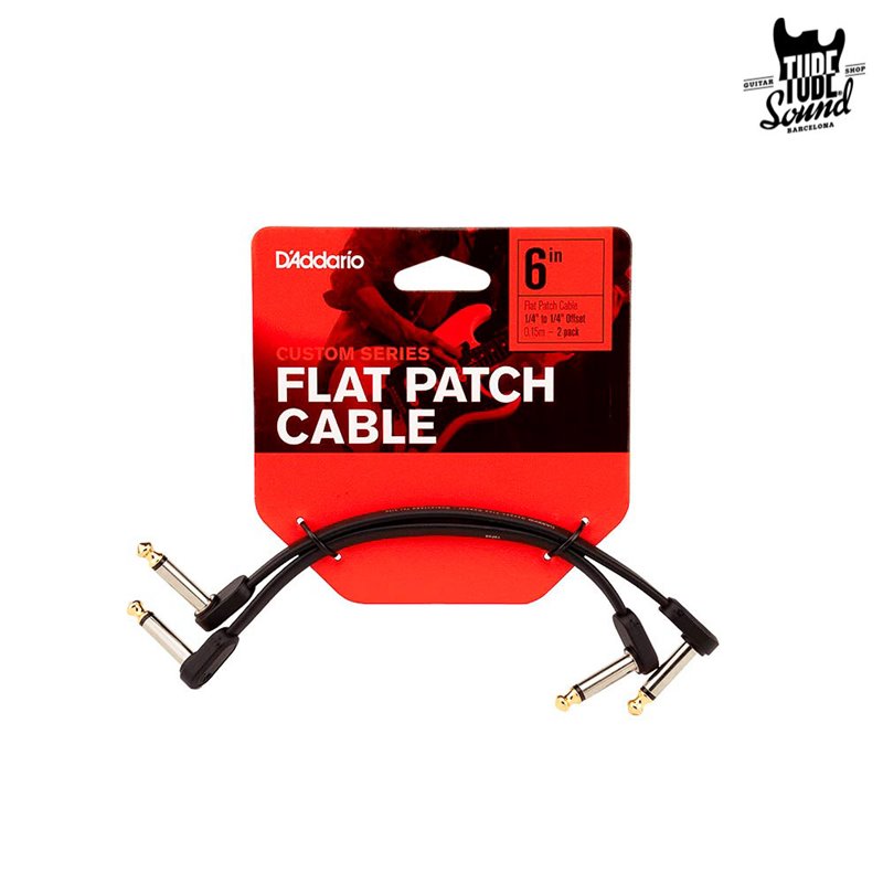 D'Addario PW-FPRR-206OS Custom Series Flat Patch Cable Offset Right Angle 6" Pack