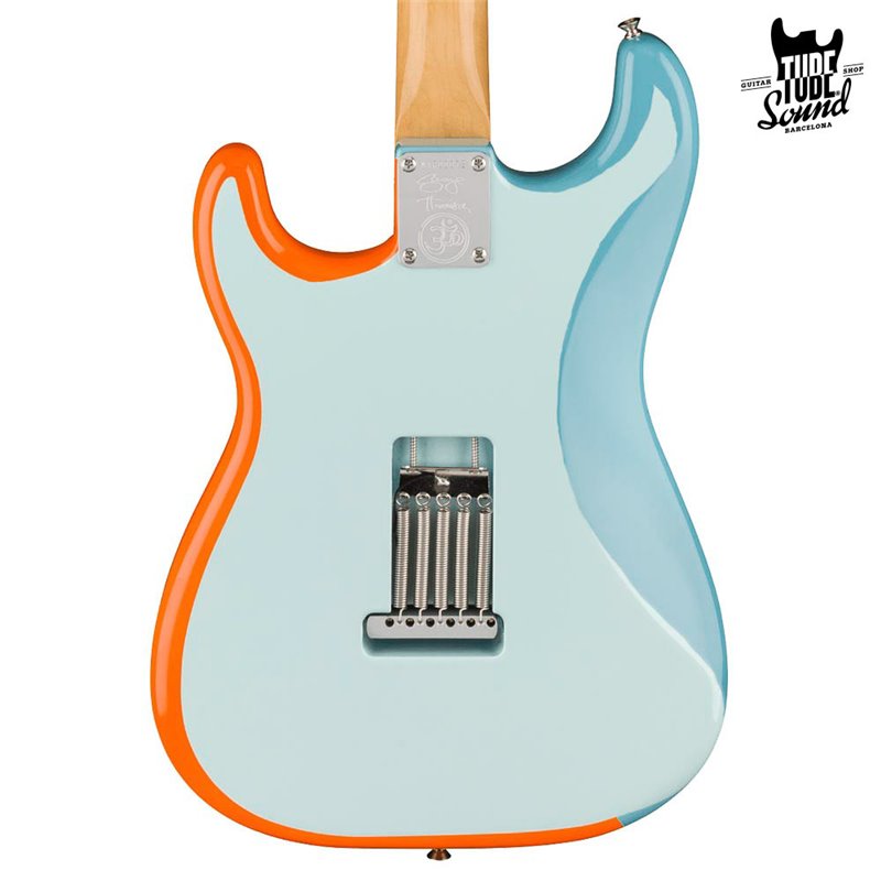 Fender Stratocaster George Harrison RW Rocky Artwork Over Sonic Blue