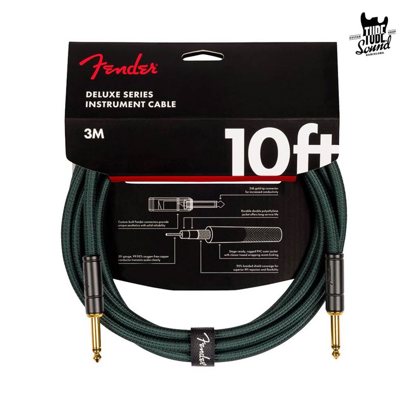 Fender Deluxe Series Ltd. Ed. Cable Straight 3m Sherwood Green Tweed
