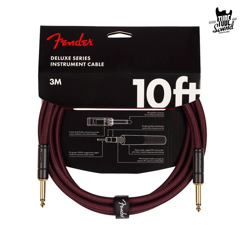 Fender Deluxe Series Ltd. Ed. Cable Straight 3m Sherwood Oxblood Tweed